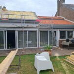 Chantier OTBE à Carquefou : isolation de toiture par l’extérieur sur charpente avant pose des tuiles.